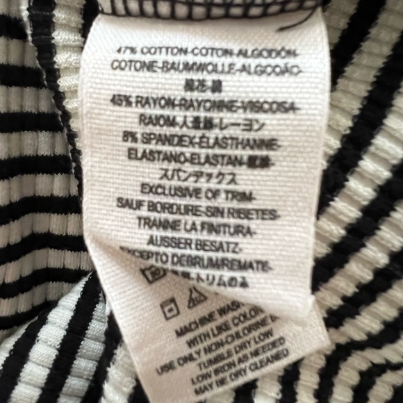 Free People, black and white striped T shirt with pretty cut-outs at neckline - Picture 10 of 10